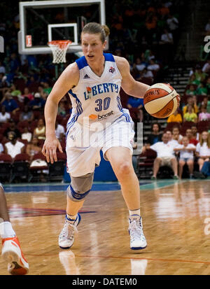 July 18, 2013 - Newark, New Jersey, U.S. - July 18 2013: Liberty's guard Katie Smith (30) dribbles towards the basket in the first half during WNBA action at the Prudential Center in Newark, New Jersey between the New York Liberty and the Chicago Sky. The Chicago Sky defeated the New York Liberty 74-53. Stock Photo