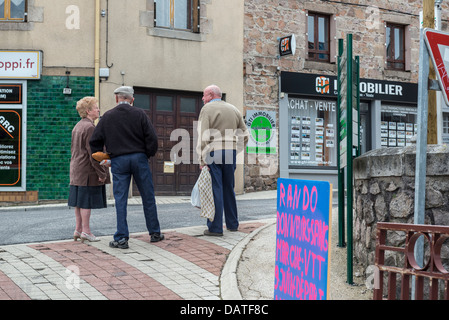 A group of elderly residents in the village of Le Chambon-sur-Lignon. Haute-Loire. Auvergne. France Stock Photo