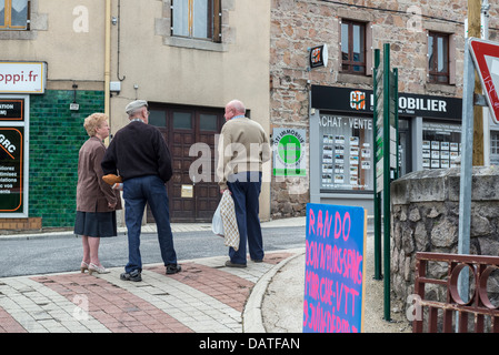 A group of elderly residents in the village of Le Chambon-sur-Lignon. Haute-Loire. Auvergne. France Stock Photo