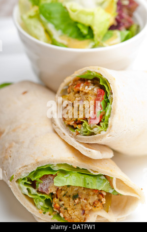 falafel pita bread roll wrap sandwich traditional arab middle east food Stock Photo