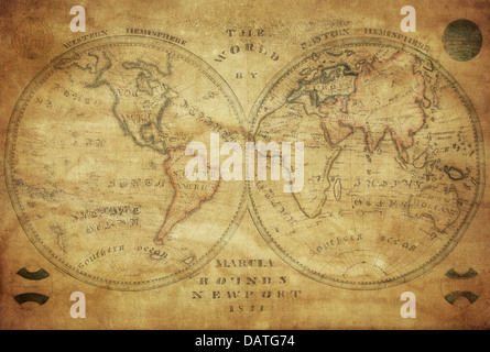 vintage map of the world 1833 Stock Photo - Alamy