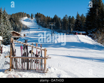 Skiing in Flaine, Les Carroz, The Grand Massif, France Stock Photo