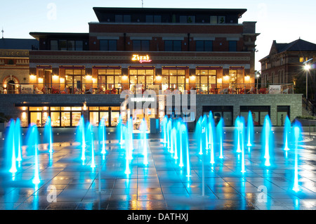 Brewery Square. A derelict old industrial site in Dorchester is being transformed into a glossy new town centre with restaurants and fountains. Dorset Stock Photo