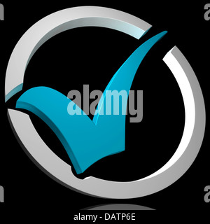 Blue Tick Circled Shows Quality And Excellence Stock Photo