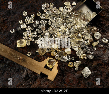 Rough alluvial diamonds, South Africa Stock Photo