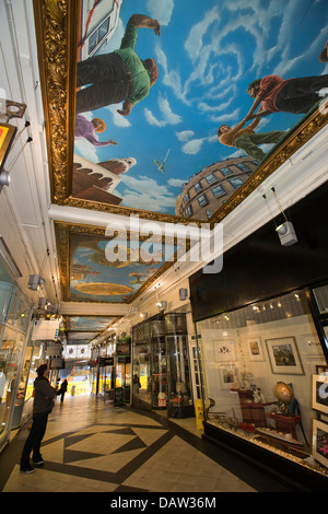 UK, England, Birmingham, New Street, Piccadilly Arcade painted ceiling by Artist Paul Maxfield