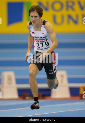 German Christian Blum runs at the 60m Semi-Finals of the European Athletics Indoor Championships in Birmingham, United Kingdom, Saturday, 03 March 2007. The finals take place without any German qualifier. Photo: Arne Dedert Stock Photo