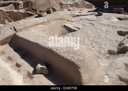 Quarry workings in The Unfinished Obelisk Open Air Museum, Northern Quarries, Aswan, Egypt Stock Photo