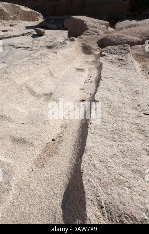 Quarry workings in The Unfinished Obelisk Open Air Museum, Northern Quarries, Aswan, Egypt Stock Photo