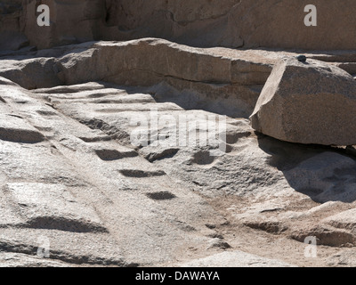 Quarry markings in The Unfinished Obelisk Open Air Museum, Northern Quarries, Aswan, Egypt Stock Photo