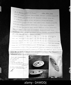 astronautics, UFO, (Unidentified Flying Object), documents, letter of unidentified engineer to K. Ruediger, Prague, March 1944, , Additional-Rights-Clearences-Not Available Stock Photo