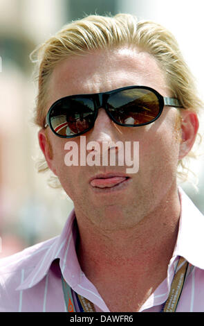 German former tennis champion Boris Becker pictured at the paddock before the start of Bahrain Grand Prix at the Sakhir circuit in Manama, Bahrain, Sunday 15 April 2007. Photo: CARMEN JASPERSEN Stock Photo