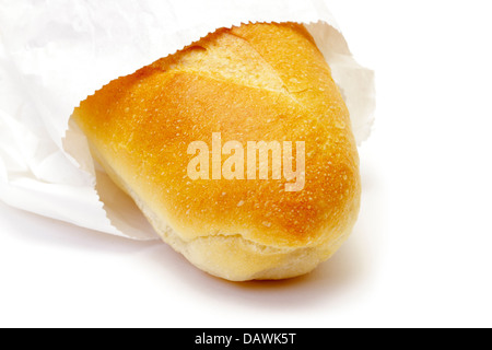 bread in paper packet on white Stock Photo - Alamy