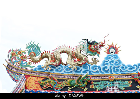 Dragon sculpture on the roof of Chinese temple. Stock Photo