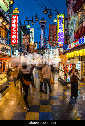 Nightlife district of Shinsekai in Osaka, Japan. Stock Photo