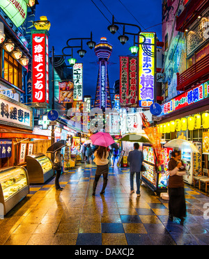 Nightlife district of Shinsekai in Osaka, Japan. Stock Photo