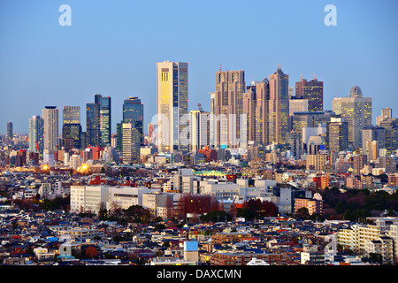 Tokyo, Japan looking towards the Shinjuku financial district from the Ebisu district. Stock Photo