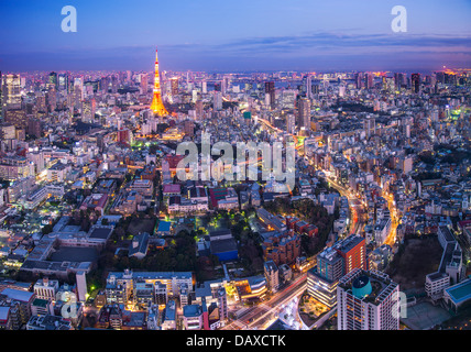 Tokyo cityscape with Tokyo Tower. Stock Photo