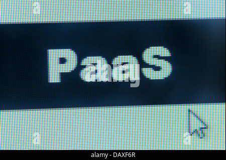 Cloud computing concept - PaaS word and cursor on computer monitor Stock Photo