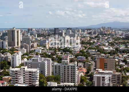 Downtown San Juan Puerto Rico aerial. Stock Photo