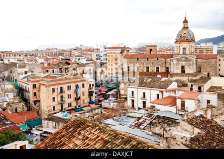 View over Ballaro markets, Palermo, Sicily, Italy Stock Photo