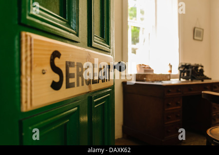 Door of an old fashioned police sergeant's office. Stock Photo