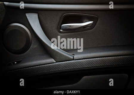 Detail of a car's door pictured from inside the vehicle Stock Photo