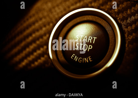 Detail on the start button in a car Stock Photo