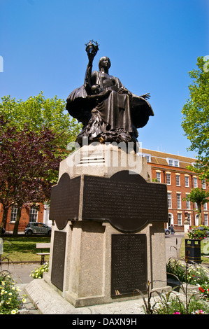 'Angel of Bridgwater', cenotaph, Great War memorial, by John Angel, 1924, King Square,  Bridgwater, Somerset, England Stock Photo