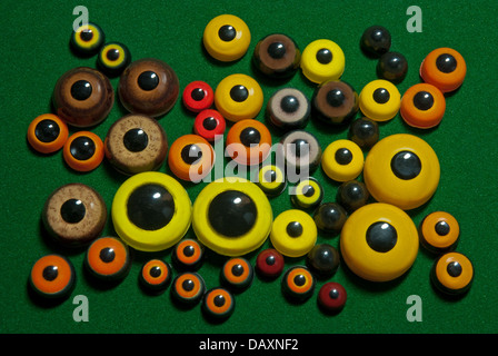 A selection of artificial eyes used for taxidermy Stock Photo