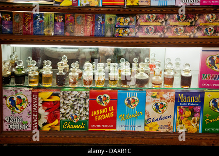 Perfume bottles at perfume shop, Hyderabad, Andhra Pradesh, India Stock Photo