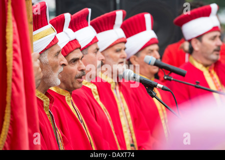 Turkish traditional military fanfare 'Mehter' performs live for the audience during Turkish Festival, Bucharest, Romania. Stock Photo