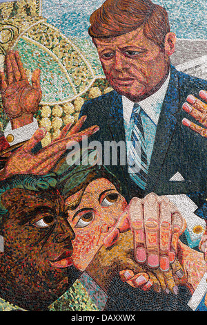 UK, England, Birmingham, Kennedy memorial mosaic, moved from Catholic Cathedral in 2007, detail Stock Photo