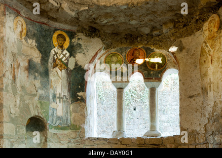 Asien, Türkei, Provinz Antalya, Kale (Demre), Myra, Nikolauskirche, Fresken an der Fensterkonstruktion in der Apsis Stock Photo