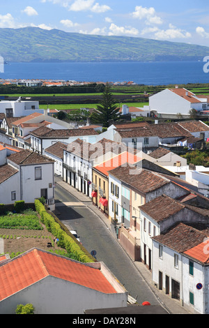 The parish of Ribeirinha, as seen from the top of the church tower. Sao Miguel island, Azores, Portugal. Stock Photo