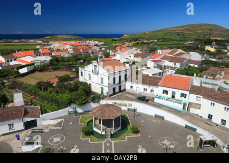 The parish of Ribeirinha, as seen from the top of the church tower. Sao Miguel island, Azores, Portugal. Stock Photo