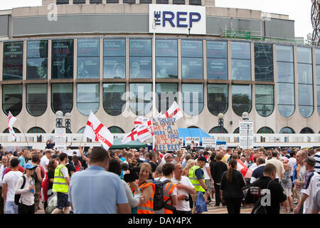 Birmingham, UK. 20th July 2013. Hundreds of members of the EDL in Centenary Square Birmingham. Credit:  Chris Gibson/Alamy Live News Stock Photo