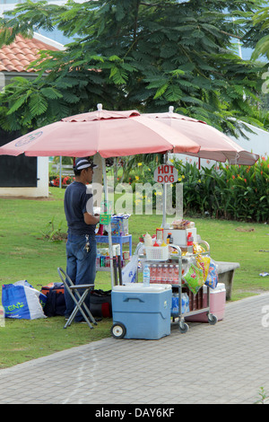 Outdoors refreshments sales in Panama City's Cinta Costera. Stock Photo