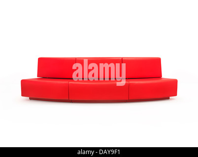 Long red couch isolated on white background with clipping path Stock Photo