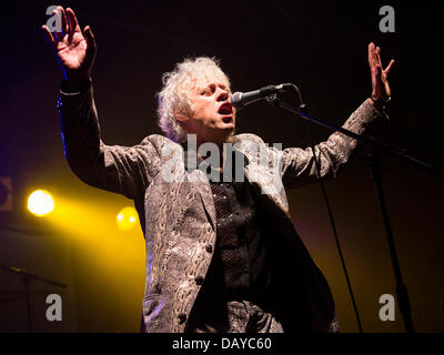 Oakhampton, UK. 20th July, 2013. Bob Geldof, wearing a fake crocodile suit, performs with the Boomtown Rats at Chagstock, a small music festival near Okehampton, Devon. The sold out event saw festival goers enjoying the hot, sunny weather that has basked the UK recently. The Met Office has downgraded the heatwave warning level but temperatures are expected to rise again during the next week. 20 July 2013 Credit:  Adam Gasson/Alamy Live News Stock Photo