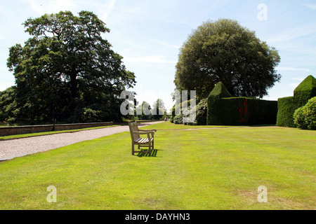 Abandoned white seat Furlong Drive Arley Hall Stock Photo