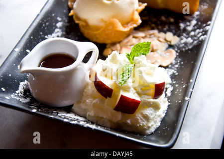 whip cream and apple for ice cream Stock Photo