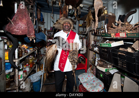 African Sangoma (traditional healer) with muti at market Stock Photo ...