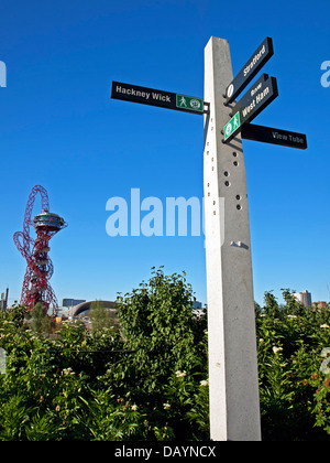 View of the ArcelorMittal Orbit in the Olympic Park, Stratford, East London, England, United Kingdom Stock Photo