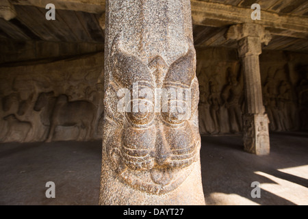 Mandapam Stone Temple Cave, Mahabalipuram or Mamallapuram, Tamil Nadu, India Stock Photo