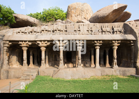 Mandapam Stone Temple Cave, Mahabalipuram or Mamallapuram, Tamil Nadu, India Stock Photo