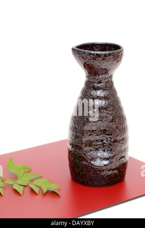 japanese sake bottle on tray Stock Photo