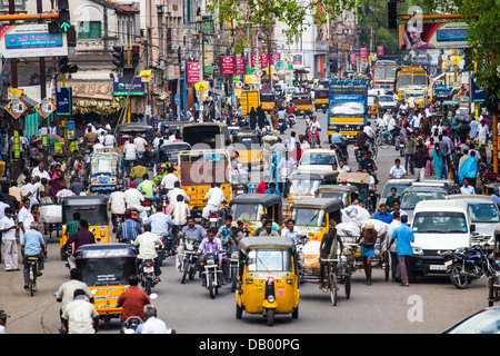 Crowded Street Traffic in Madurai South India Stock Photo, Royalty Free ...