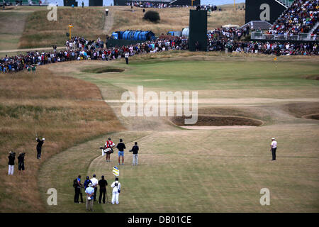 Gullane, East Lothian, Scotland. 21st , 2013. Adam Scott (AUS) Golf : Adam Scott of Australia hits aproach shot on 1st hole during the final round of the 142nd British Open Championship at Muirfield in Gullane, East Lothian, Scotland . Credit:  Koji Aoki/AFLO SPORT/Alamy Live News Stock Photo