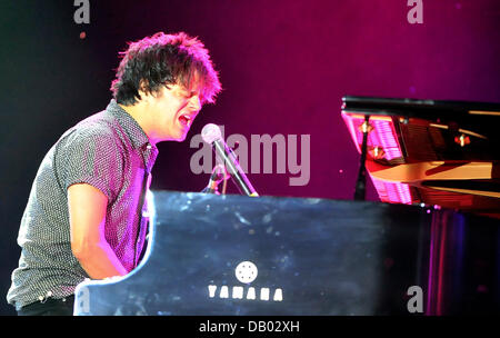 British jazz pianist and singer Jamie Cullum performs during the International music festival Colours of Ostrava July 21, 2013 in Ostrava, Czech Republic. (CTK Photo/Jaroslav Ozana) Stock Photo